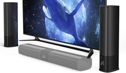 Saiyin Soundbar for TV, Sound Bar with Optical/ARC/AUX and Bluetooth 5.3 Inputs, 50W Peak Power, Surround Sound System with Flexible Placement Options,Wall Mountable