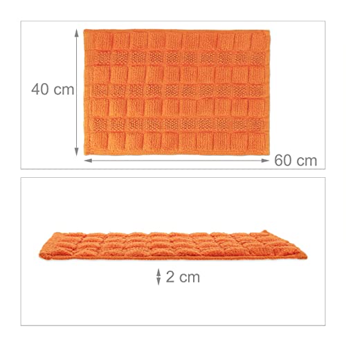 Relaxdays Cotton, 60 x 40 cm, Non-Slip, Washable, Bath Mat, Rectangular, Orange - Cosy Home Interiors Relaxdays Cotton, 60 x 40 cm, Non-Slip, Washable, Bath Mat, Rectangular, Orange - Image 4