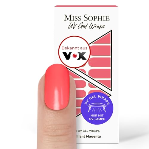 Original Miss Sophie UV Gel Nagelfolien Neon Brilliant Magenta I 24 ultra-dünne Nagellack-Streifen Neon I Für Finger- & Fußnägel I Hält auf Natur- sowie lackierten Acryl- Gel- & Shellac-Nägeln