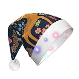Fxuyyok Sombrero de Navidad LED con diseño abstracto de elefante para adultos, colores vibrantes y luces LED de larga duración, búho, conejo, pájaro, zor, Talla única