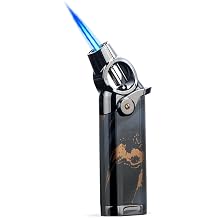 HONEST Single Jet Flame Butane Lighter Refillable Metal Lighters Adjustable Gas Lighter Windproof Lighters Gift for Men Black