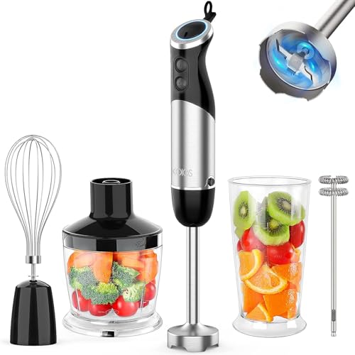 KOIOS Upgraded Immersion Blender Handheld, 1000W 12-Speed 5 in 1 Hand Mixer Stick Blender with 304 Stainless Steel Blade,Food Processor,Beaker,Egg Whisk&Milk Frother,Non-BPA,Smoothies Purée Baby Food by KOIOS - Used condition - US$28.10
