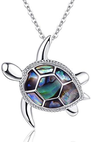 PRAYMOS 925 Sterling Silver Turtle Necklace Sea Turtle Gifts Abalone Shell Pendant Jewelry Birthday Gifts Women Christmas Gifts Stocking Stuffers for Her
