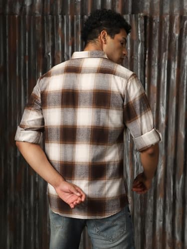 Image of High Star Men Check Cotton Regular Fit Collar Long Sleeve Shirts 29
