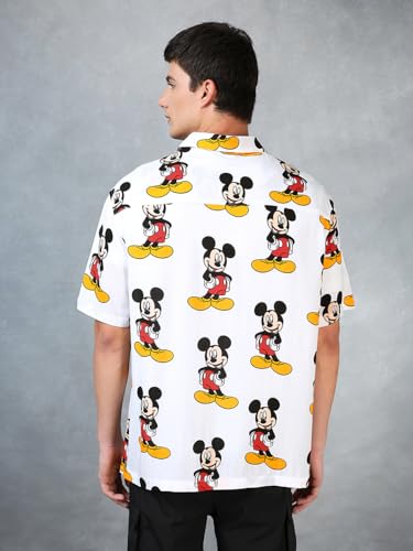 Image of Bewakoof Men's All Over Printed Oversized Fit Half Sleeve Resort Collar Rayon Shirt