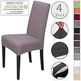 BESTE MATERIALIEN - Jeder Stretch-Stuhlbezug besteht aus 96% Baumwolle und für die Elastizität sind 4% Elasthan beigefügt. Dadurch sind die Bezüge für Stühle pflegeleicht und garantiert bügelfrei.