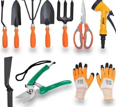 AGTGardening Tools Kit - 10 Pcs (Cultivator, Fork, Trowels, Weeder, Garden Gloves, Pruner Cutter, Scissors, Sprayers | Gardening Tools Set for Home Garden (B0CVG3JZND) Amazon Price History, Amazon Price Tracker