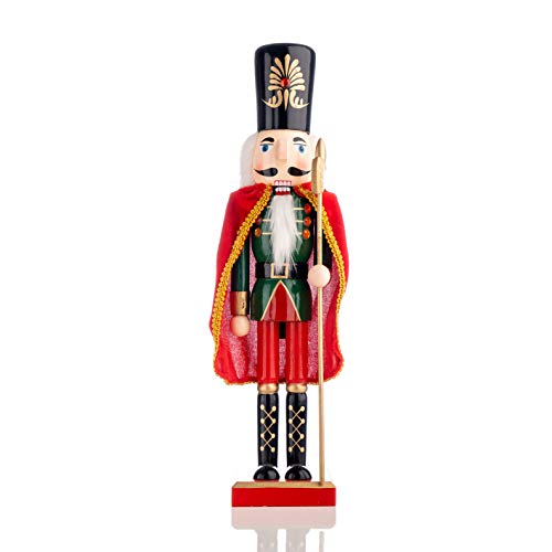 Nataland Schiaccianoci Soldato In Legno Dipinto A Mano 36 Cm Con Mantello, Perfetto Come Decorazione Natalizia, Come Regalo e Da Collezione (36 Cm, John)