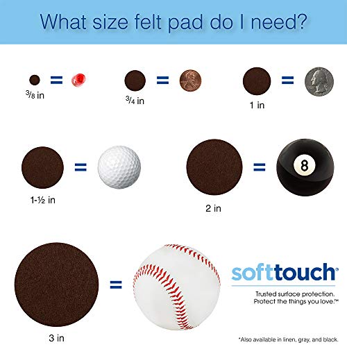 Softtouch Self-Stick Small Round Felt Pads For Hard Surfaces – Protect Your Hard Surfaces From Scratches, 3/8" Gray Round (84 Pieces) - 4759695N,Grey #TOP2
