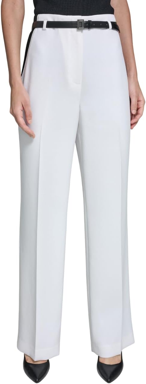 Karl Lagerfeld Women's Belted Pant with Contrast Design