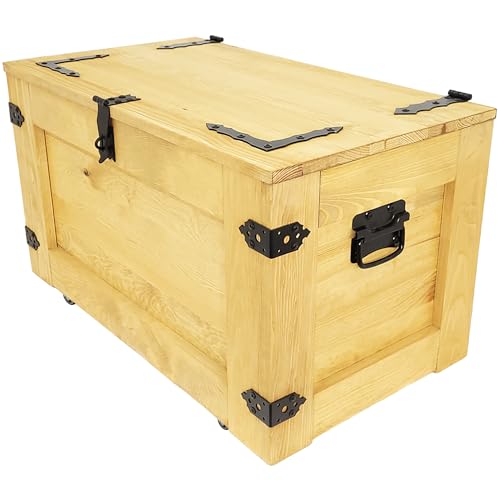 Weeco Baúl Rústico de Madera XL - Maletín Decorativo - Caja Shabby Chic Vintage