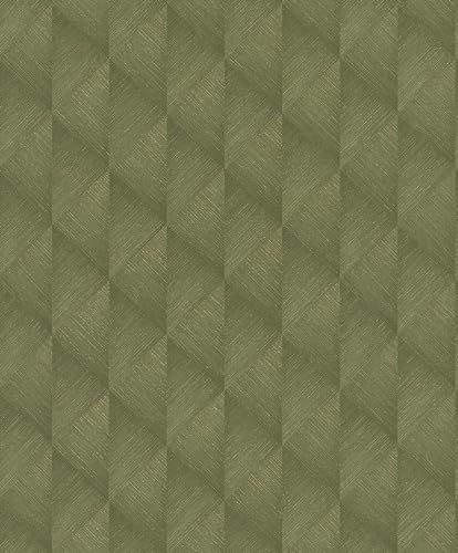 Rasch Tapete 687941 - Vliestapete mit geometrischem Motiv in 3D-Optik in Grün Gold - Kollektion Tropical House