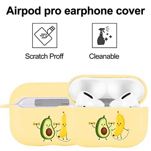 Banana Avocado Case Compatible With Airpods Pro Yellow Soft Tpu, Supports Wireless Charging Shockproof Protective Cover For Airpods Pro #TOP4