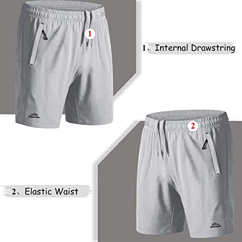 Biylaclesen Mens Casual Shorts Tight Shorts Pockets Mens Workout Shorts Mens Gym Shorts Outdoor Shorts Men Running Shorts Men Quick Dry Shorts Men Sports Shorts For Men Light Grey #TOP2
