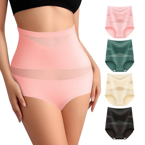 Women Tummy Control Underwear,High Waisted Shapewear Panties,Silky Soft Full Coverage Stretch Ladies Brief Multipack
