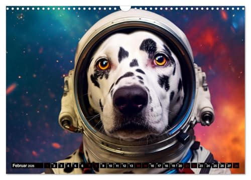 Hunde im Weltall (Wandkalender 2026 DIN A3 quer), CALVENDO Monatskalender: Hunde im All: Eine kosmische Reise der Niedlichkeit. (CALVENDO Wissenschaft)