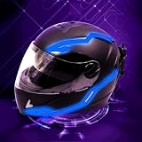 Motorcycle Helmet Light,Cold Strips,Flexible EL Helmet Light Strip,Night Riding Warning Signal Decoration Kit-Blue