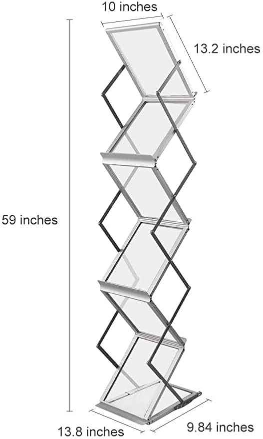 ABHA PRINT® A4 Catalogue Stand | Acrylic Aluminium Zigzag Rack for Magazine, Brochure, Leaflet, Literature | Portable Folding Display for Office