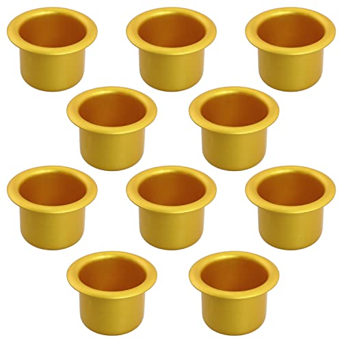 Candle Cup Zyamy 10Pcs Candlestick Holder Cup Candle Drip Protector Gold Candle Holder 27Mm Diameter 18Mm Height Candles Aluminium Cup Decorative Candle Container #TOP26