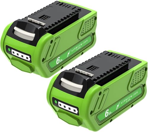 2X Ersatz für GreenWorks Akku 40V 6000mAh Li-ion G-MAX Langlebige Batterie passend für GreenWorks 40V Akku Model 29462 29727 29252 20202 22262 25312 25322 20642 22272 27062 21242 (Nicht für Gen 1)