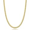 Momlovu Cadena chapada en oro de 18 quilates en tono plateado para hombres y niños, cadena de eslabones cubanos de acero inoxidable chapado en oro de 18 quilates, cadena de collar para hombre de 18/20