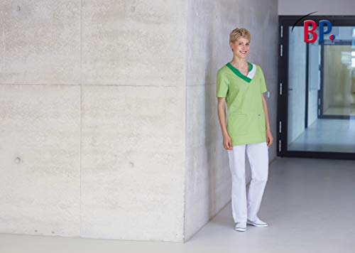 BP 1664-400-78-48n Überzieh-Kasack für Frauen, 1/2 Ärmel, V-Ausschnitt mit farbigem Rand, 215,00 g/m² Stoffmischung, hellgrün ,48n
