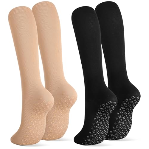 Zuimei 2 Pairs Compression Socks For Women&Men,Graduated Compression Stockings,Non-Slip Flight Socks for Travel Athletic Running(L/XL,Multicolor)