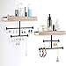 Schmuck Organizer Hängende Wand montiert Rustikale Schmucklagerung mit Holzregal-Libge, Metallschmuck-Halter-Anzeige für Halsketten Ohrringe Armband Ring,Braun