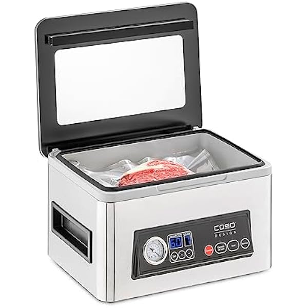 CASO VacuChef 50 камерный вакуумный упаковщик из нержавеющей стали производительность 70 л мин 4 камеры двойная сварка 2 мм функция маринования в комплекте 30 герметичных пакетов запасная прокладка и вакуумный шланг
