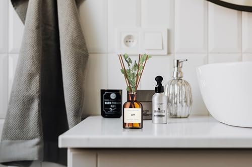 WEALD TRIBE Flower Reed Diffuser Set Eucalyptus &amp; Lavender Scent For Bathroom Accessories Shelf Decor &amp; Air Fresheners, Sticks Defusers With 4.0 fl oz Essential Oils, House Bedroom Office Decor &amp; Gift