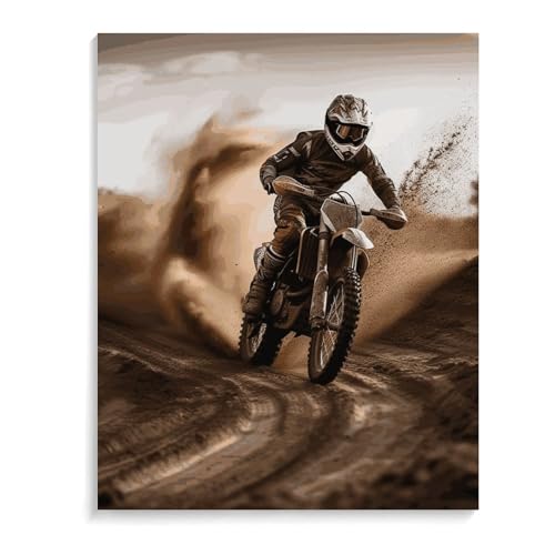 Pintura por números de motocross para reducir el estrés pintando un cuadro sin saber dibujar