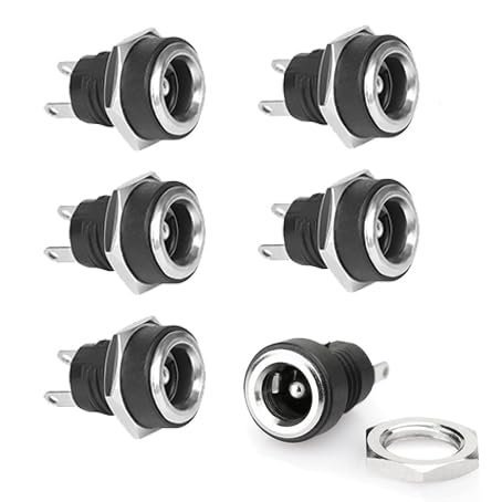 Lunpog 6 Stück DC Buchse 5.5 x 2.1mm 2 Polig DC Power Jack Buchse DC Einbaubuchse DC Steckverbinder