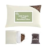 APOBUY 20'X26' Large Organic Buckwheat Pillow with Dual-Layer Pillowcase and Extra Buckwheat Hulls, Adjust Height and Firmness, Neck Support Pillow for Back and Side Sleepers