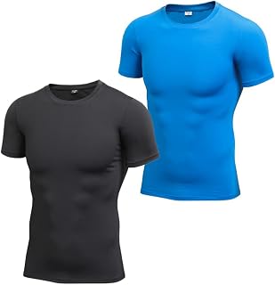 Valcatch 2 Pack Mens Compression T Shirt Short/Long Sleeve Shirts Athletic Slimming Undershirt Tops Running Sports Workout