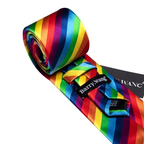 Image of Barry.Wang Silk Ties for Men Fun Necktie and Tie Clip Set for Wedding Party Business Formal Extra Long