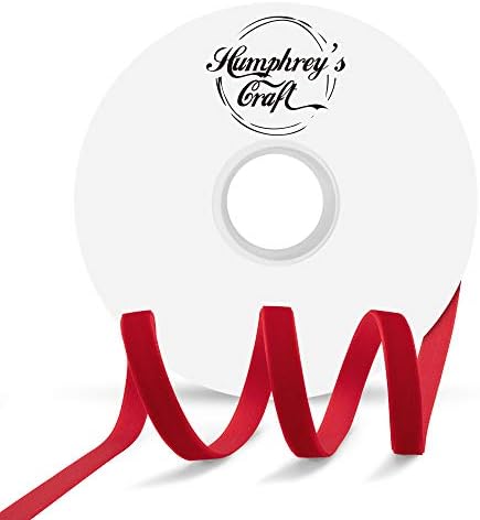 Humphrey's Craft 3/8 Inch Wide Red Crushed Velvet Ribbons Spool - 15 Yards Variety of Color Perfect for Sewing, Gift Wrapping, Jewelry Making, Wedding Decorating, and All Crafting Projects.