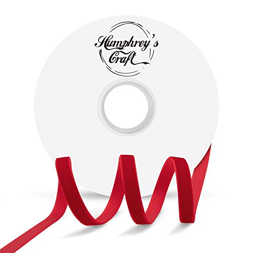 Humphrey's Craft 3/8 Inch Wide Red Crushed Velvet Ribbons Spool - 15 Yards Variety Of Color Perfect For Sewing, Gift Wrapping, Jewelry Making, Wedding Decorating, And All Crafting Projects. #TOP17