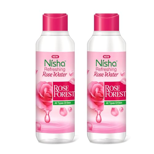 Image of Nisha Refreshing Rose Water For Face 100ml (Pack of 2) | Gulab Jal For Face | Skin Toner For Glowing and Hydrating Skin | Pore Tightening | Balances pH | Makeup Remover| All Skin Types | Face Toner For Women & Men