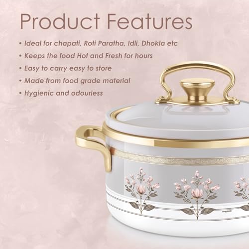 Image of Nayasa Rachel Casserole- Small Set of 3, 500, 1000, 1500 ML | BPA Free | Food Grade | Easy to Carry | Easy to Store | Hot Pot for Kitchen | Roti Box | Grey