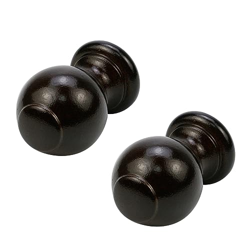 T Tulead Brown Curtain Rod Finial 1.14 Inch Inner Diameter, Screw on Curtain Rod End Caps Drapery Rod Finals 2PCS