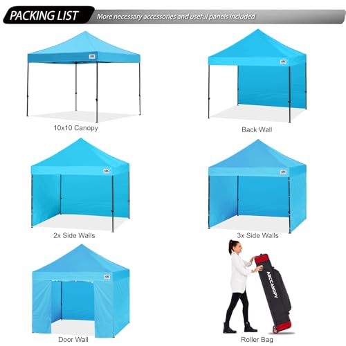 Image of ABCCANOPY Heavy Duty Easy Pop up Canopy Tent with Sidewalls 10x10, Sky Blue