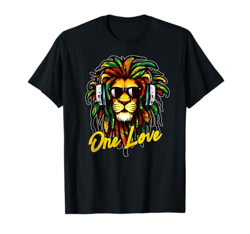 One Love León Jah Bless Raíces Rasta Reggae Lion of Judah Camiseta