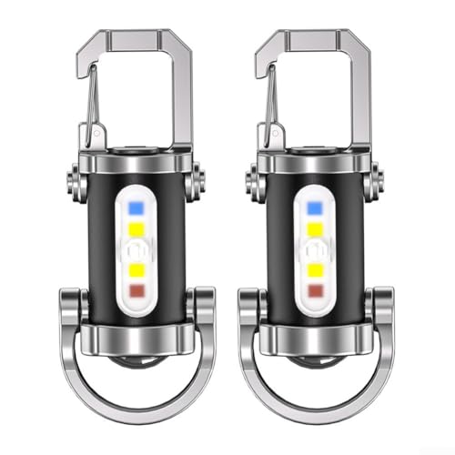 2Pack Power Bank Keychain Flashlight, Rechargeable 1200LM EDC Tool With