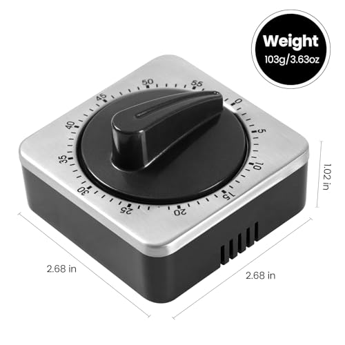 Kitchen Timers for Cooking, Chef Cooking Timer Clock with Loud Alarm - 100% Mechanical Desk Timer - No Batteries Required - Magnetic Backing, Exquisite Stainless Steel Body - Countdown Reminder - Image 3