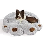 Jiupety Large Dog Bed Plush, Round Calming Donut Dog Bed, Up to 60 lbs, Flush and Fluffy Large Dog B
