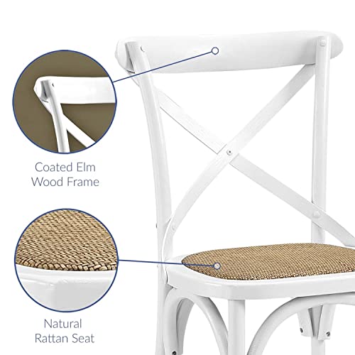 Modway Gear Rustic Modern Farmhouse Elm Wood Rattan Dining Chair In White #TOP5