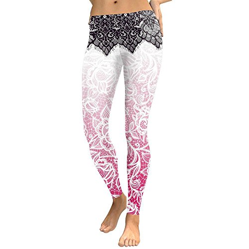 Women Leggings Mandala Flower 3D Digital Printing Slim Pink Fitness Woman Leggins, White Pink, L Women Leggings Mandala Flower 3D Digital Printing Slim Pink Fitness Woman Leggins, White Pink, L