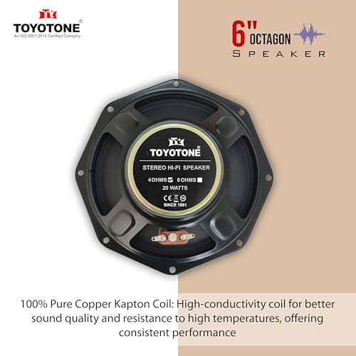 Image of 6 inch Inch / 20 Watt / 4 Ohms /Octagon Speaker Dual Cone 72X15 Magnet for Car and Home Audio Speaker Siva Paper Cone, Siva Spider and 100% Pure Copper Kapton Coil(Not Subwoofer and Woofer)