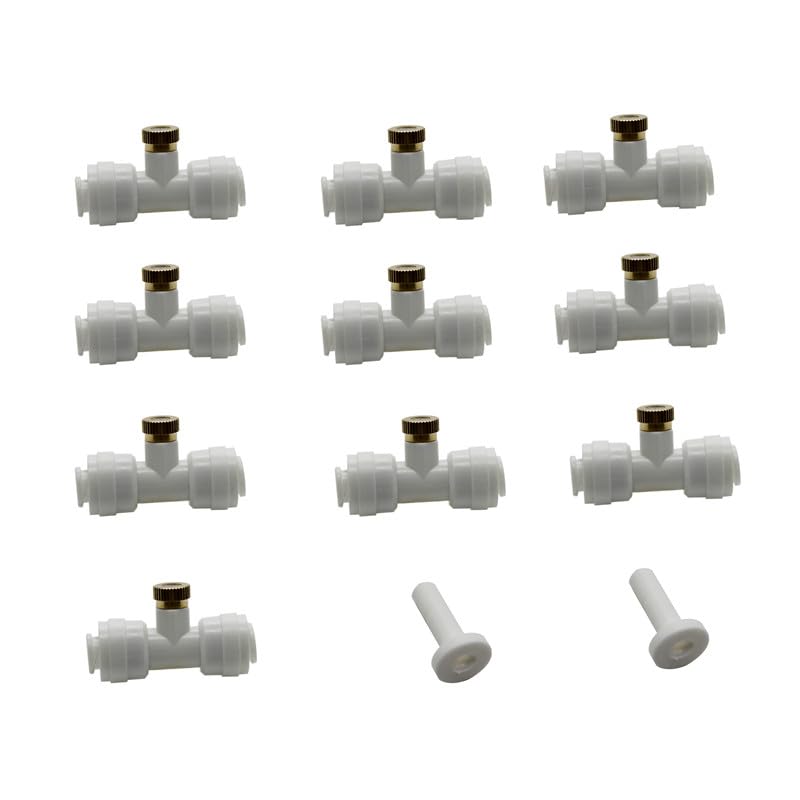 10pcs 1/4'' Tube OD Slip Lock (Quick Connector) 10/24 UNC Misting Nozzle Tees Fittings Add 2pcs End (0.2mm)