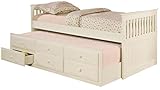 La Salle Twin Captain's Bed with Trundle and Storage Drawers White